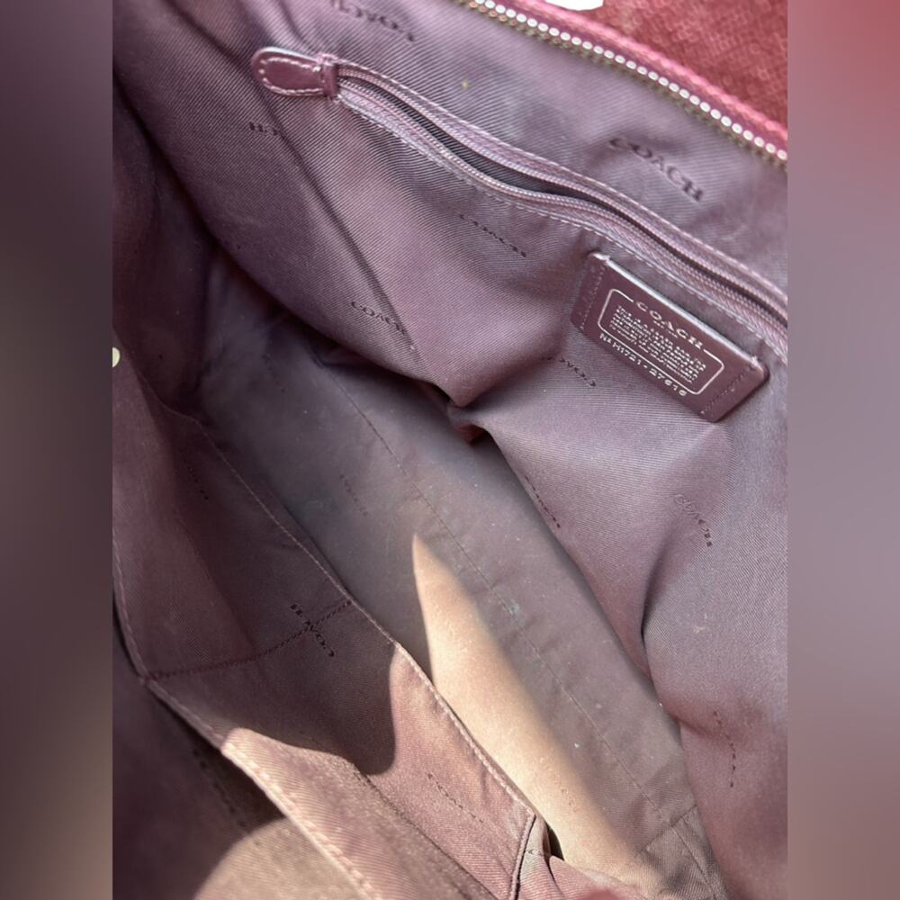 Coach Metallic Burgundy City Tote Women's Bag - Picture 7 of 12